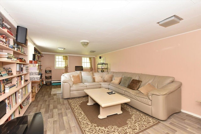 8519 212th St, Hollis Hills, NY 11427 - living area featuring light wood finished floors and crown molding