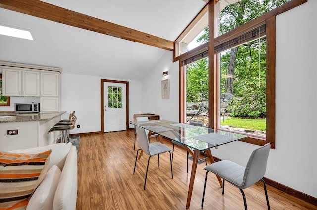39 Cliff Rd, Greenwood Lake, NY 10925 - dining space with healthy amount of natural light, light wood-style floors, and a skylight