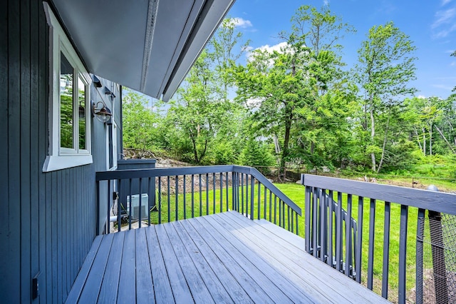 39 Cliff Rd, Greenwood Lake, NY 10925 - wooden deck featuring a yard and view of wooded area