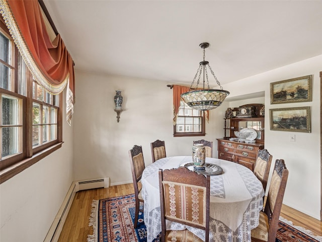 347 Scudder Ave, Northport, NY 11768 - dining room with plenty of natural light, wood finished floors, and a baseboard heating unit