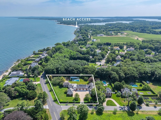 1750 Mount Beulah Ave, Southold, NY 11971 - aerial view of property's location with a nearby body of water and property parcel outlined