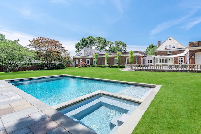 1750 Mount Beulah Ave, Southold, NY 11971 - view of swimming pool with a lawn and a pool with connected hot tub