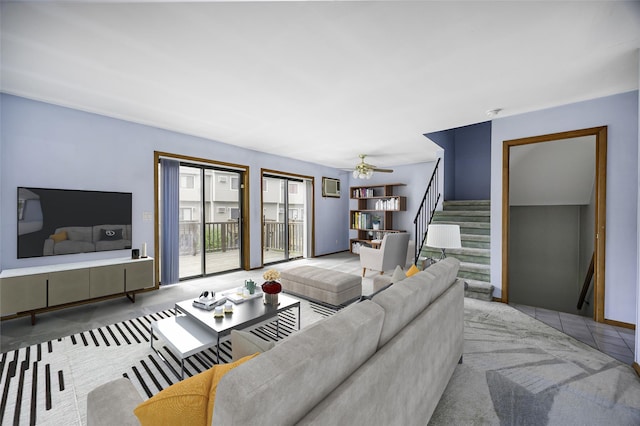 5306 Chelsea Cv N, Hopewell Junction, NY 12533 - living room with stairs and ceiling fan