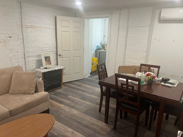 130 Van Dyke St, Brooklyn, NY 11231 - dining space with dark wood-type flooring and a wall unit AC