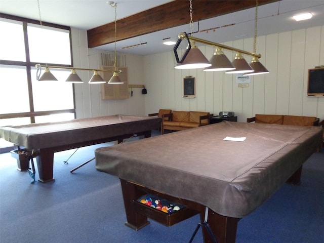 96 Molly Pitcher Ln Unit H, Yorktown Heights, NY 10598 - rec room featuring pool table and beam ceiling