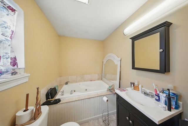 346 Stone School House Rd, Bloomingburg, NY 12721 - full bathroom featuring vanity, a whirlpool tub, and tile patterned flooring