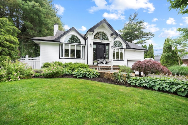 8 Ellis Dr, Syosset, NY 11791 - view of front of property with a chimney, a shingled roof, and an attached garage