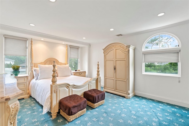 8 Ellis Dr, Syosset, NY 11791 - carpeted bedroom featuring recessed lighting and crown molding