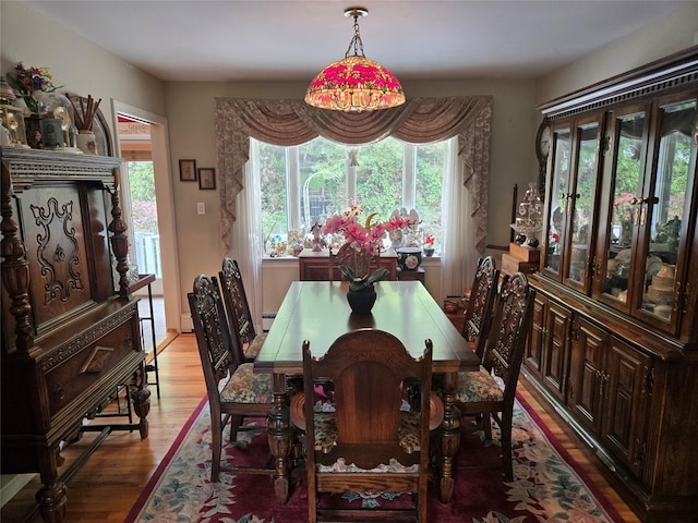 18 Laura Ct, Nesconset, NY 11767 - dining area featuring healthy amount of natural light, light wood-style flooring, and a baseboard heating unit