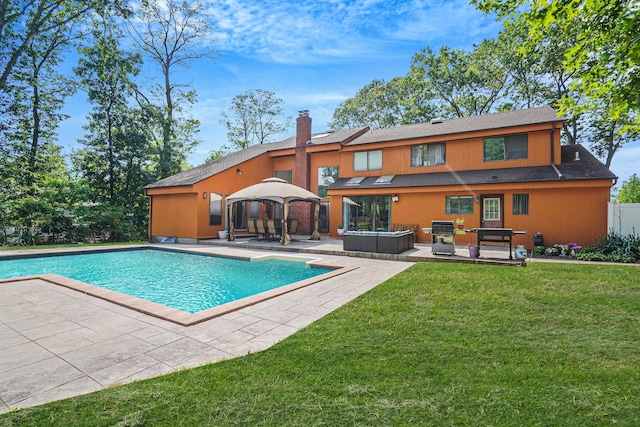 318 Sheep Pasture Rd, East Setauket, NY 11733 - swimming pool featuring a gazebo, a patio area, an outdoor living space, and a yard