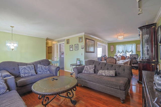 7 Tufts Ln, Highland Mills, NY 10930 - living area with a chandelier, crown molding, and dark wood finished floors