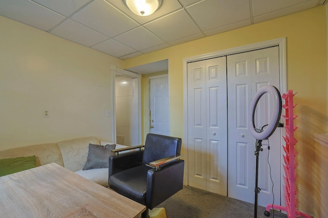 7 Tufts Ln, Highland Mills, NY 10930 - sitting room featuring dark colored carpet and a drop ceiling