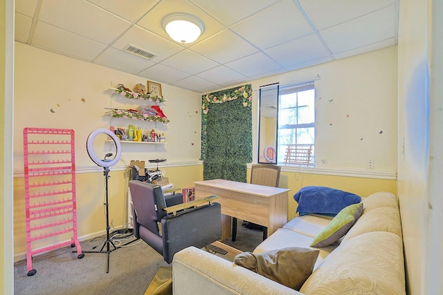 7 Tufts Ln, Highland Mills, NY 10930 - living area featuring a drop ceiling and carpet flooring