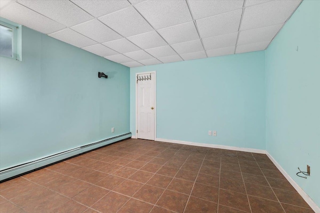1057 Carlls Straight Path, Dix Hills, NY 11746 - empty room with a baseboard heating unit and a drop ceiling