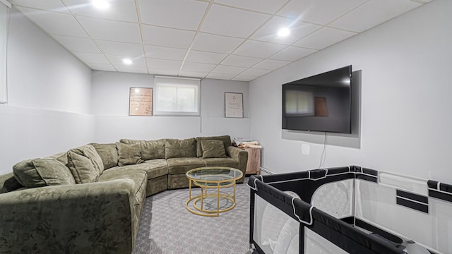 6 Sycamore Pl, Smithtown, NY 11787 - carpeted living area featuring a drop ceiling and recessed lighting