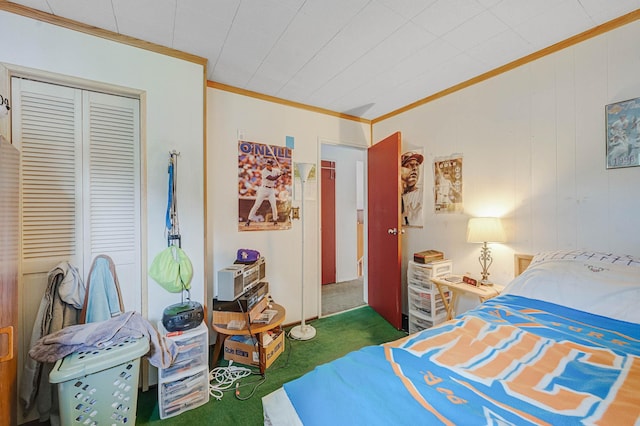 9 Laurie Rd, Brentwood, NY 11717 - carpeted bedroom featuring ornamental molding and a closet