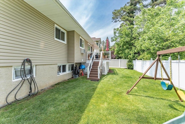 528 Longacre Ave, Woodmere, NY 11598 - view of yard with stairway, a playground, and a deck