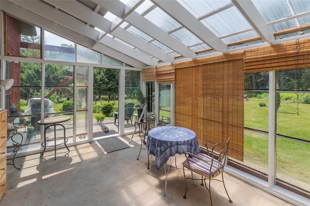 6807 State Route 42, Woodbourne, NY 12788 - sunroom featuring a skylight, vaulted ceiling, and healthy amount of natural light