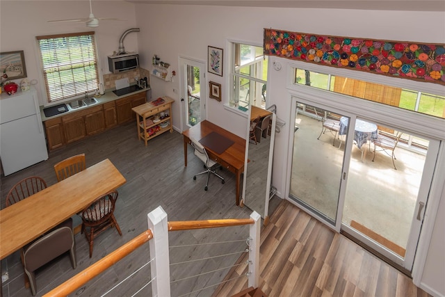 6807 State Route 42, Woodbourne, NY 12788 - dining area featuring healthy amount of natural light, ceiling fan, and wood finished floors
