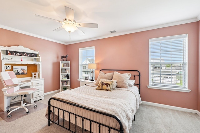 35 Laurel Cir, Goshen, NY 10924 - carpeted bedroom featuring ornamental molding and a ceiling fan