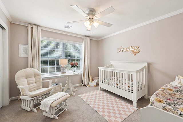 35 Laurel Cir, Goshen, NY 10924 - carpeted bedroom featuring ornamental molding and ceiling fan