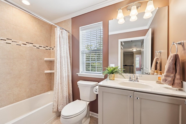 35 Laurel Cir, Goshen, NY 10924 - bathroom with ornamental molding, vanity, and shower / tub combo
