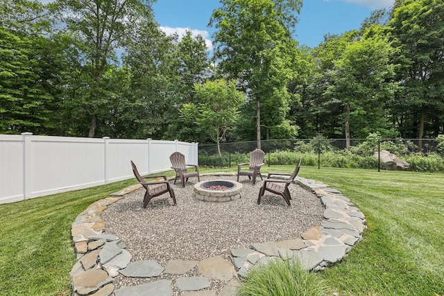 35 Laurel Cir, Goshen, NY 10924 - view of patio with a fire pit and view of scattered trees