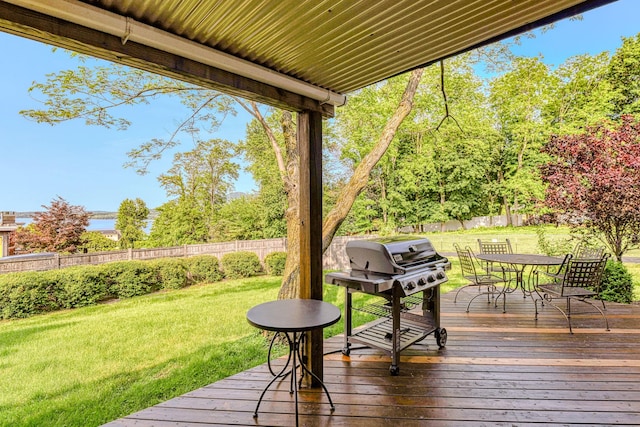 6 Riverside, Cornwall On Hudson, NY 12520 - wooden deck featuring a fenced backyard, outdoor dining space, and a grill