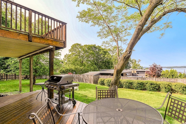 6 Riverside, Cornwall On Hudson, NY 12520 - wooden terrace with outdoor dining space, a fenced backyard, and area for grilling