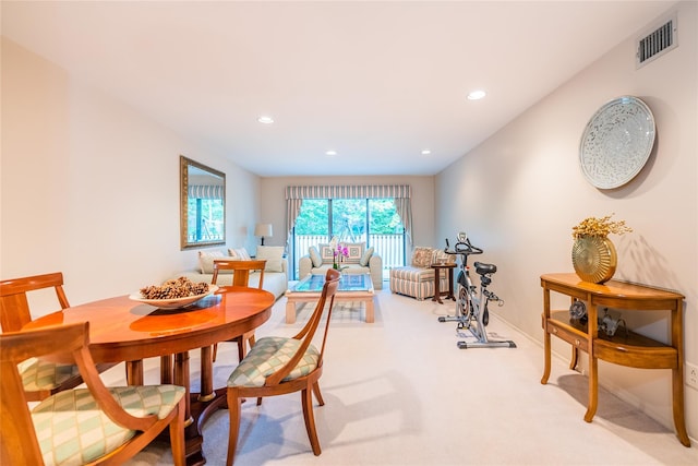 43 Carriage Ct, Jericho, NY 11753 - dining space featuring light colored carpet, recessed lighting, and baseboards