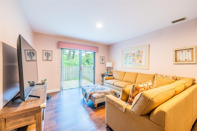 43 Carriage Ct, Jericho, NY 11753 - living room featuring wood finished floors, baseboards, and recessed lighting