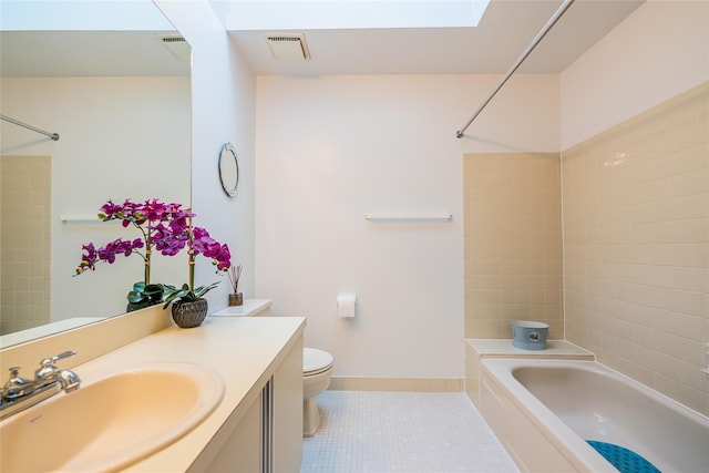 43 Carriage Ct, Jericho, NY 11753 - bathroom with tile patterned flooring, vanity, shower / bathtub combination, toilet, and baseboards