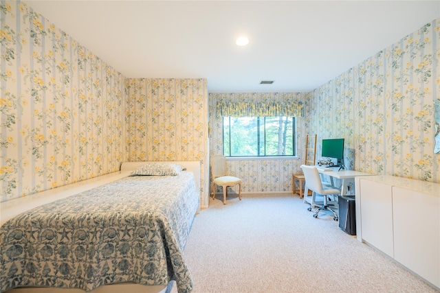 43 Carriage Ct, Jericho, NY 11753 - carpeted bedroom featuring wallpapered walls and an office area