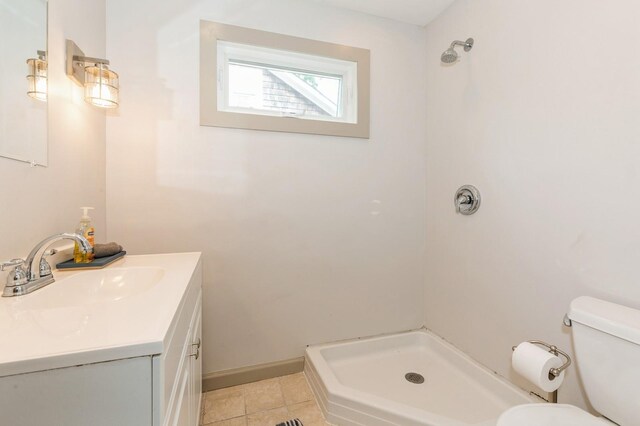 15 Orchard Rd, East Patchogue, NY 11772 - bathroom with vanity, a shower, and tile patterned floors