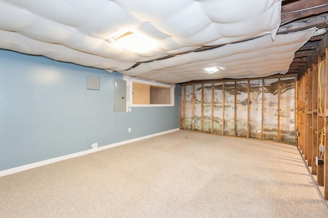 15 Orchard Rd, East Patchogue, NY 11772 - unfinished below grade area featuring carpet flooring and electric panel