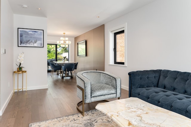 1363 Kearney Ave, Bronx, NY 10465 - living area featuring a chandelier and hardwood / wood-style flooring