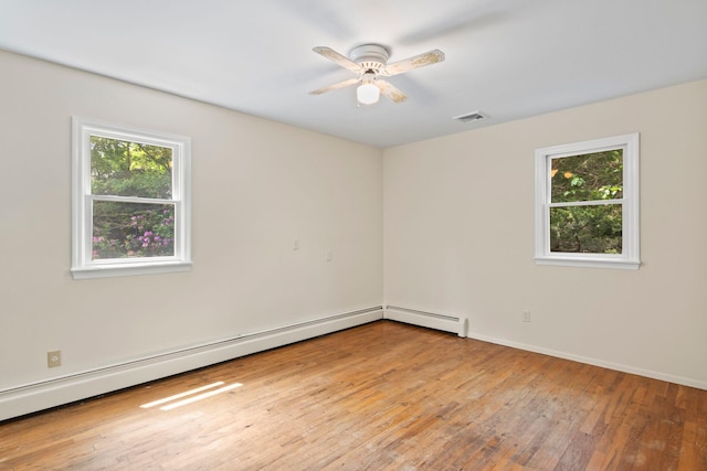 206 Lower Sheep Pasture Rd, Setauket, NY 11733 - empty room with light wood-style flooring, ceiling fan, and baseboard heating