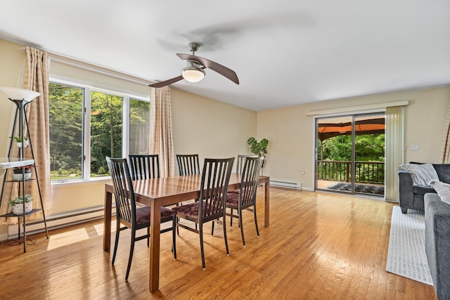 59 Krystal Dr, Somers, NY 10589 - dining space with healthy amount of natural light, light wood-style flooring, ceiling fan, and baseboard heating