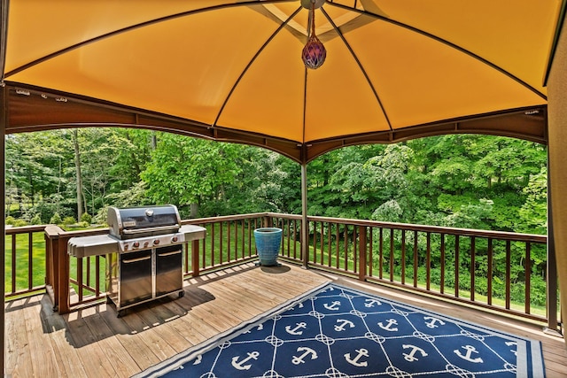 59 Krystal Dr, Somers, NY 10589 - wooden deck with a gazebo, area for grilling, and view of scattered trees