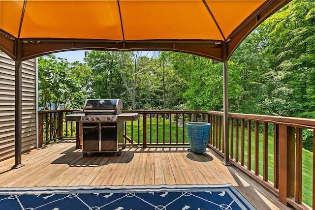 59 Krystal Dr, Somers, NY 10589 - wooden terrace featuring a gazebo, area for grilling, and a yard