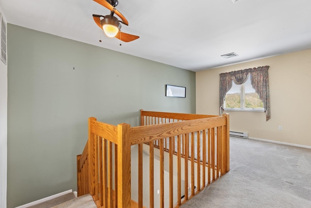 59 Krystal Dr, Somers, NY 10589 - staircase with a baseboard radiator, carpet, and a ceiling fan