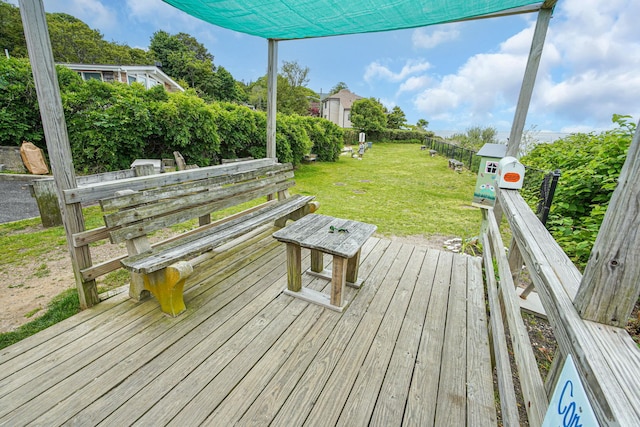 18 Port Jefferson Rd, Sound Beach, NY 11789 - wooden terrace with a yard