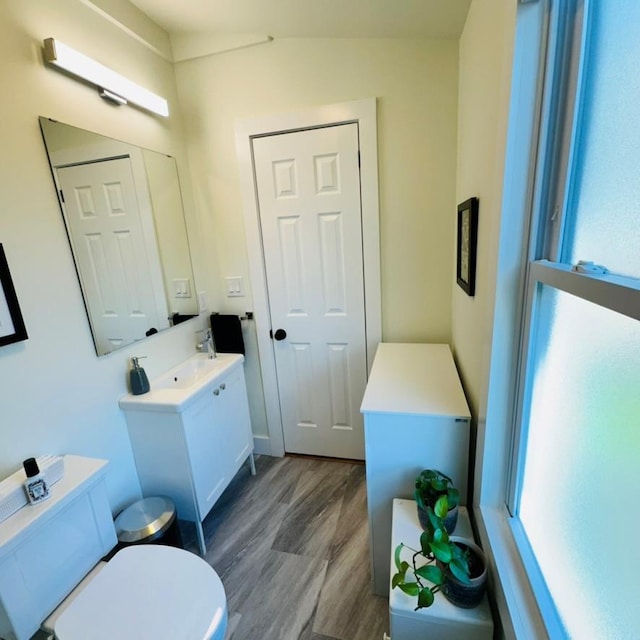 22 Spring St, Port Chester, NY 10573 - bathroom featuring toilet, vanity, and wood finished floors