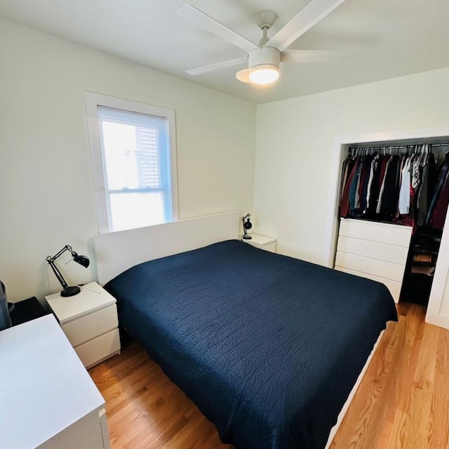 22 Spring St, Port Chester, NY 10573 - bedroom with light wood finished floors, a ceiling fan, and a closet