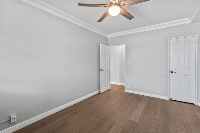 99-40 63rd Rd Unit 1Z, Rego Park, NY 11374 - unfurnished bedroom with crown molding, wood finished floors, and a ceiling fan