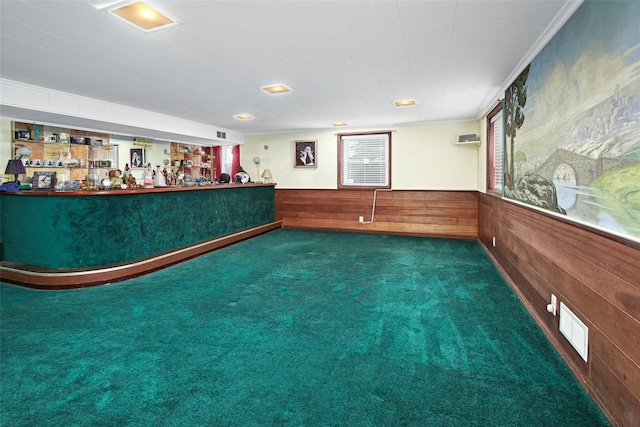 25 Fountain Dr, Valhalla, NY 10595 - indoor dry bar featuring carpet floors and crown molding