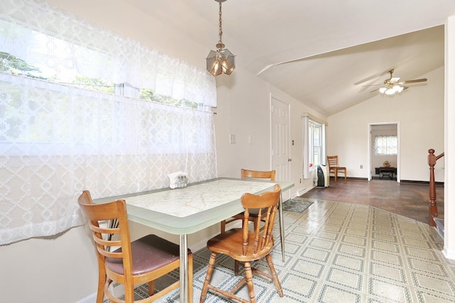 38 Wilson St, Middletown, NY 10940 - dining space featuring vaulted ceiling and a ceiling fan