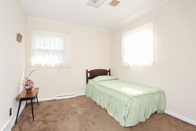 38 Wilson St, Middletown, NY 10940 - bedroom with crown molding, a baseboard heating unit, and carpet floors
