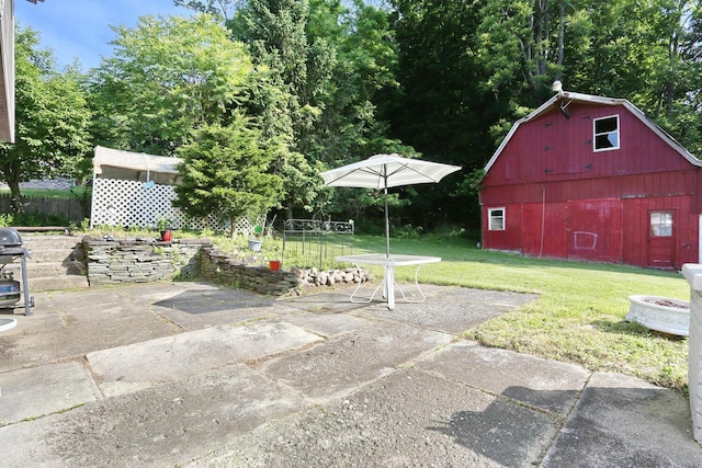 38 Wilson St, Middletown, NY 10940 - view of patio / terrace with a barn, an outbuilding, and area for grilling