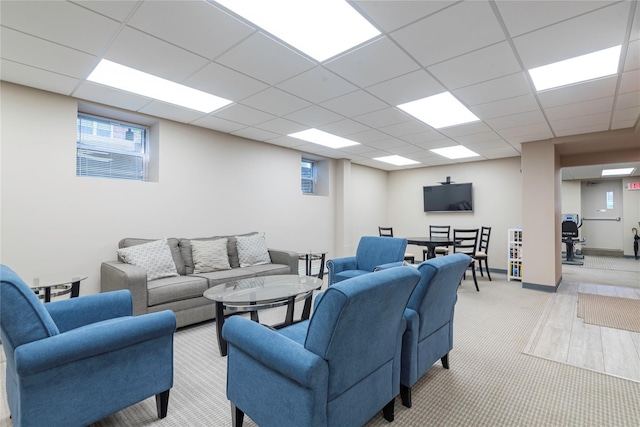 25 Chapel Pl Unit 3N, Great Neck, NY 11021 - living room featuring light carpet and a drop ceiling